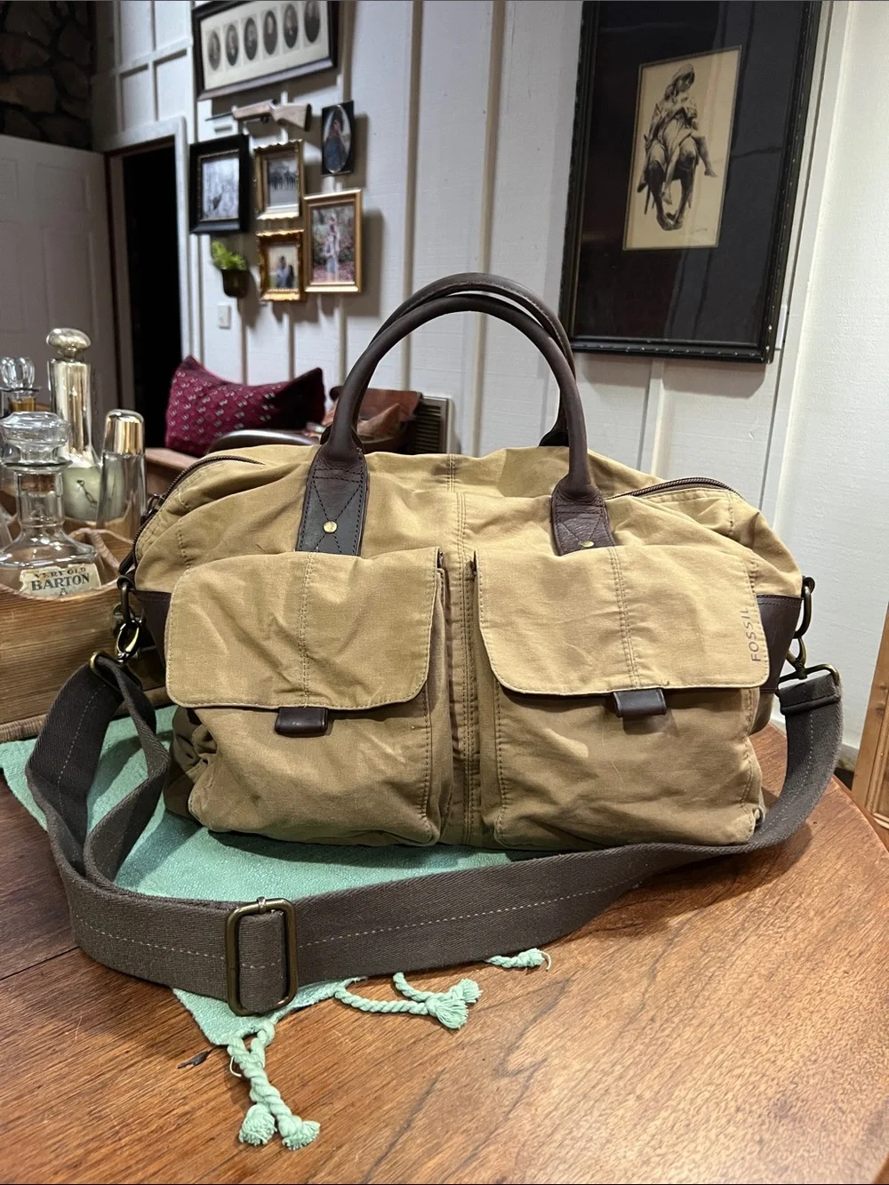Fossil Wagner Waxed Canvas Duffel Bag